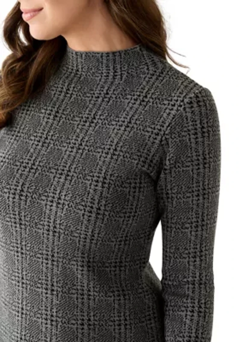 Women's Long Sleeve Mock Neck Sweater Dress