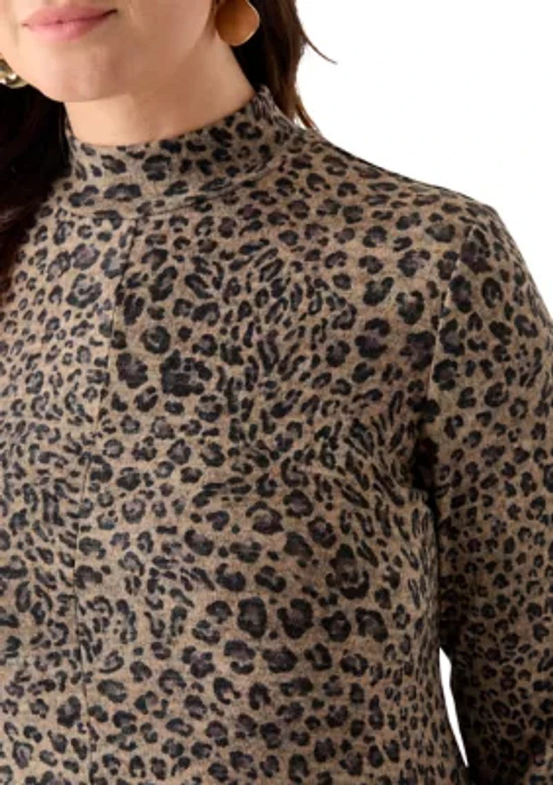 Plus A-Line Animal Print Sweater Dress