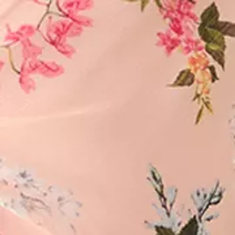 Plus Elbow Sleeve Pleated Floral Midi Dress