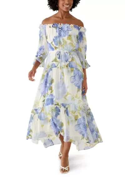 Women's Off The Shoulder Chiffon Midi Dress