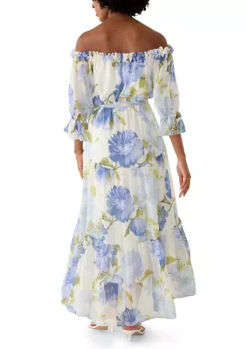 Women's Off The Shoulder Chiffon Midi Dress