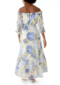 Women's Off The Shoulder Chiffon Midi Dress