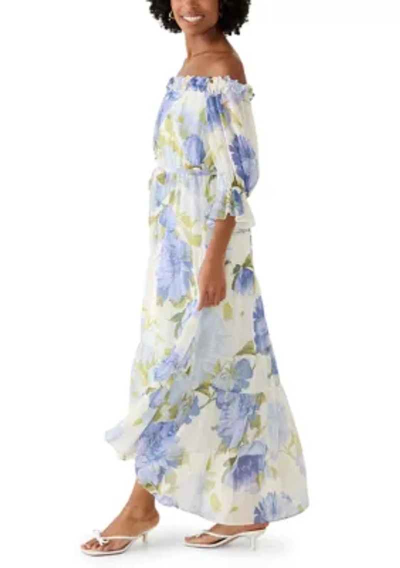 Women's Off The Shoulder Chiffon Midi Dress