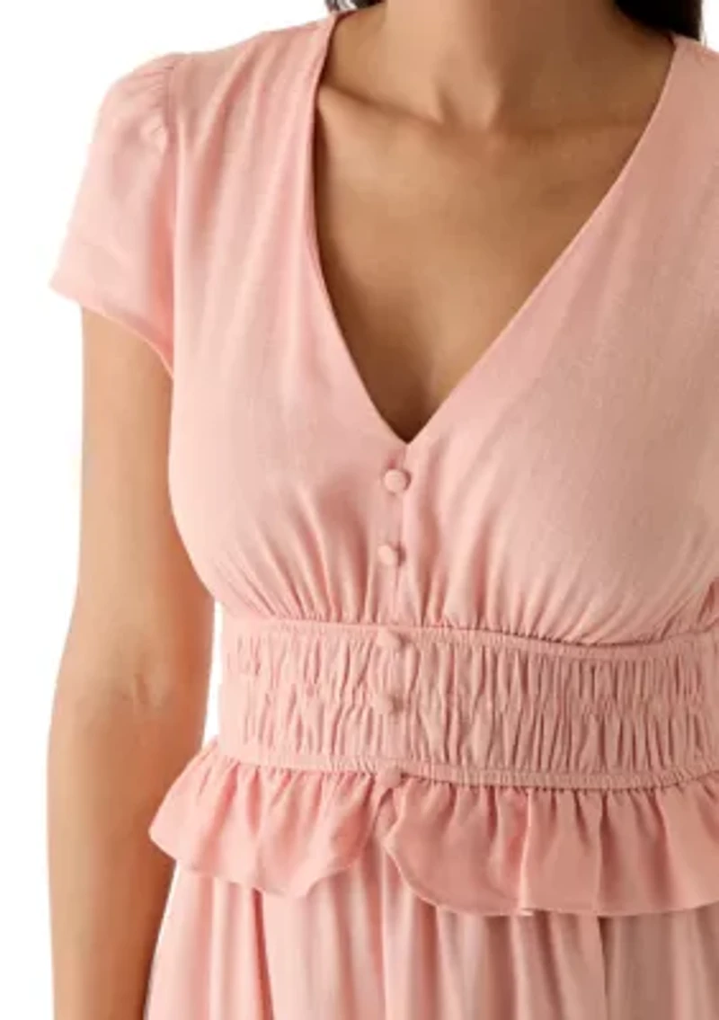 Women's Peplum Linen Midi Dress