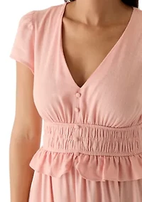 Women's Peplum Linen Midi Dress