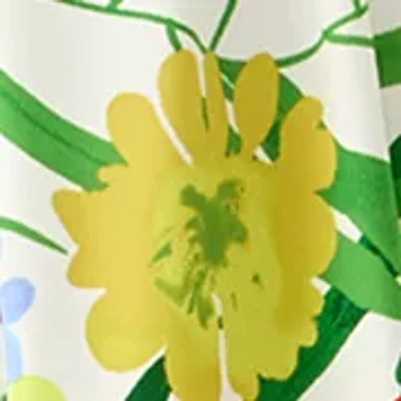 Women's Floral Front Zip Midi Dress