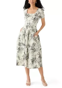 Women's Toile Print Midi Dress