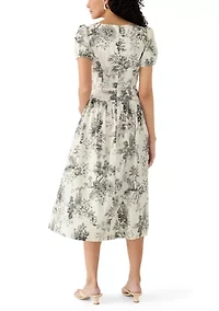 Women's Toile Print Midi Dress