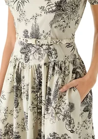 Women's Toile Print Midi Dress