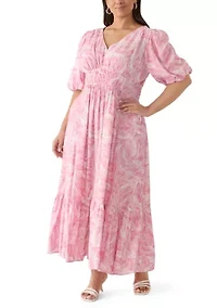 Plus Printed Chiffon A-Line Dress