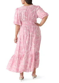 Plus Printed Chiffon A-Line Dress