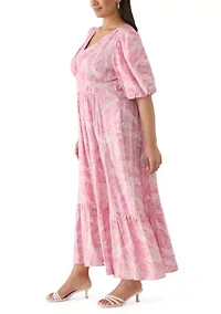 Plus Printed Chiffon A-Line Dress