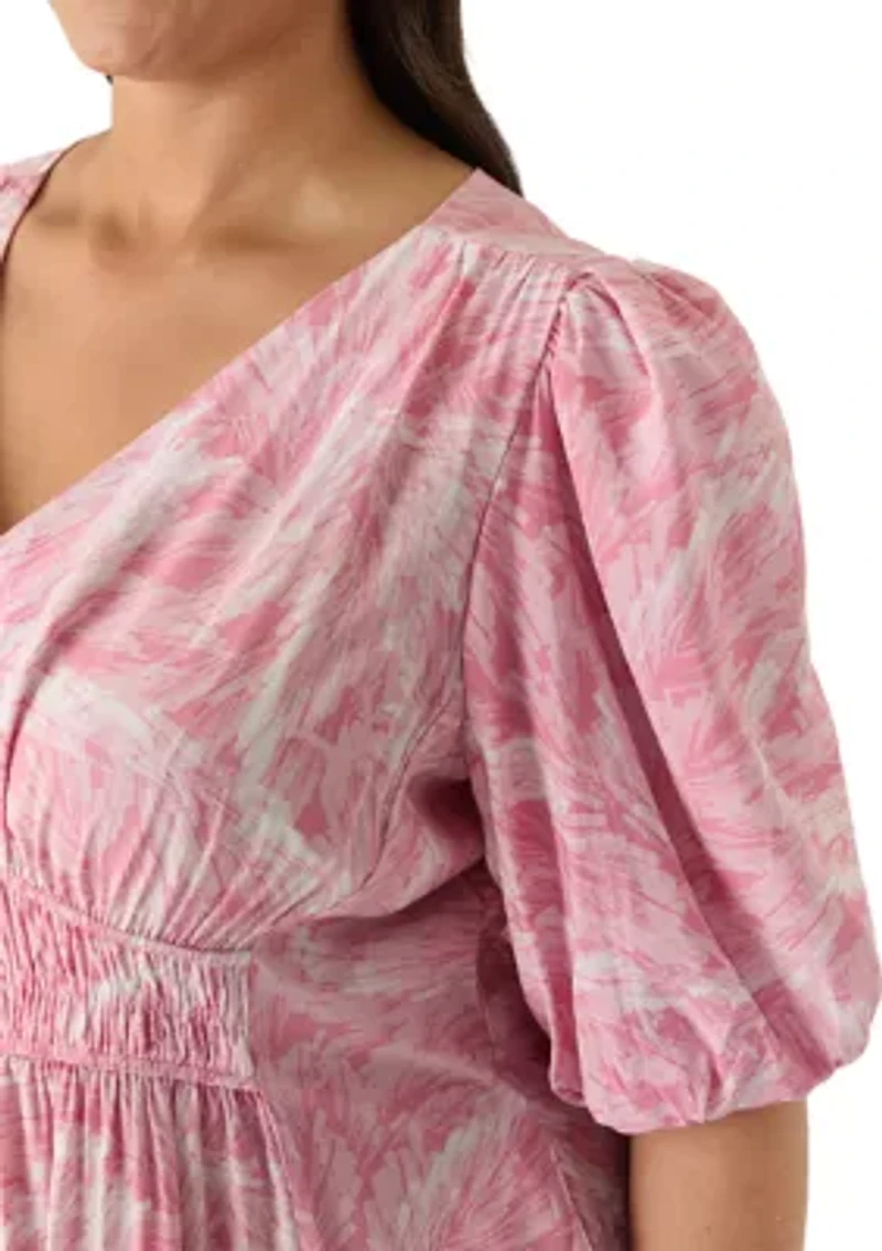 Plus Printed Chiffon A-Line Dress