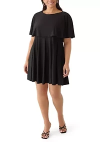 Plus Capelet Solid A-Line Dress