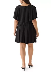 Plus Capelet Solid A-Line Dress