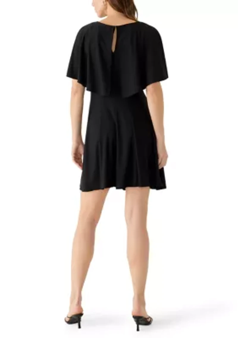 Women's Sleeveless Capelet A-Line Dress