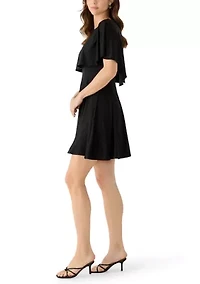 Women's Sleeveless Capelet A-Line Dress
