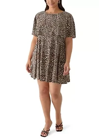 Plus Capelet Printed A-Line Dress