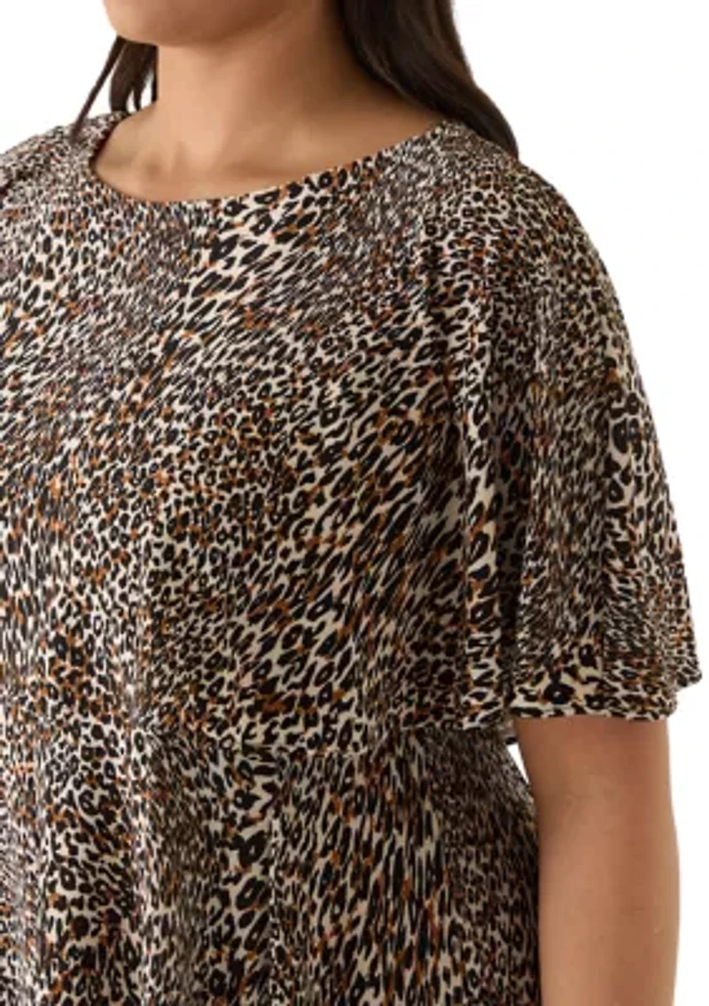 Plus Capelet Printed A-Line Dress