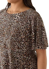 Plus Capelet Printed A-Line Dress