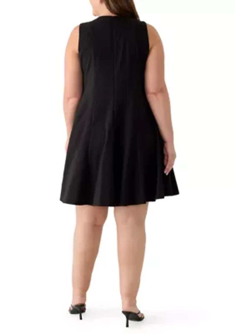 Plus Sleeveless Crepe A-Line Dress
