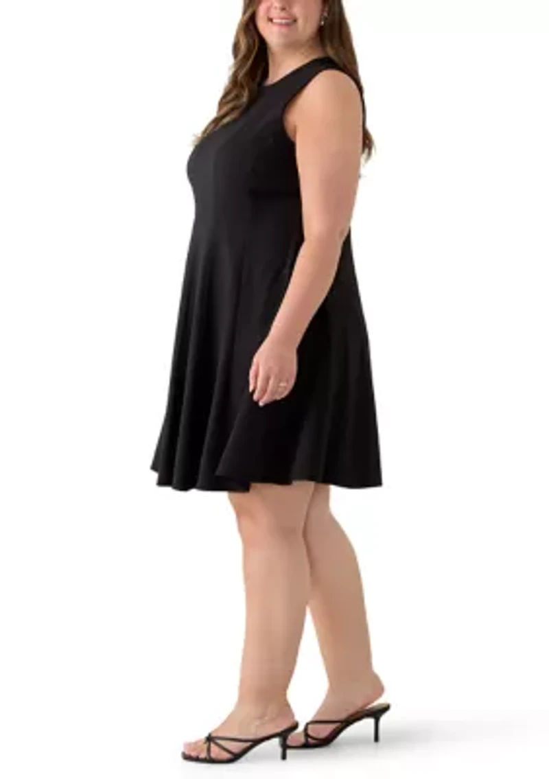 Plus Sleeveless Crepe A-Line Dress