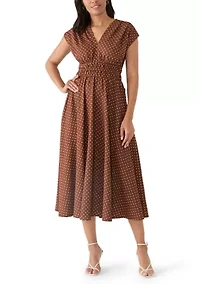 Women's Dot Print Crepe A-Line Dress