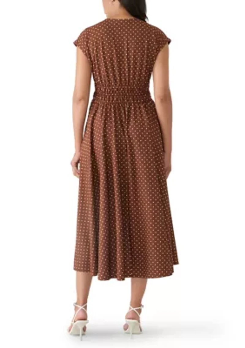 Women's Dot Print Crepe A-Line Dress