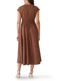 Women's Dot Print Crepe A-Line Dress
