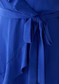 Plus Ruffle Solid Chiffon A-Line Dress
