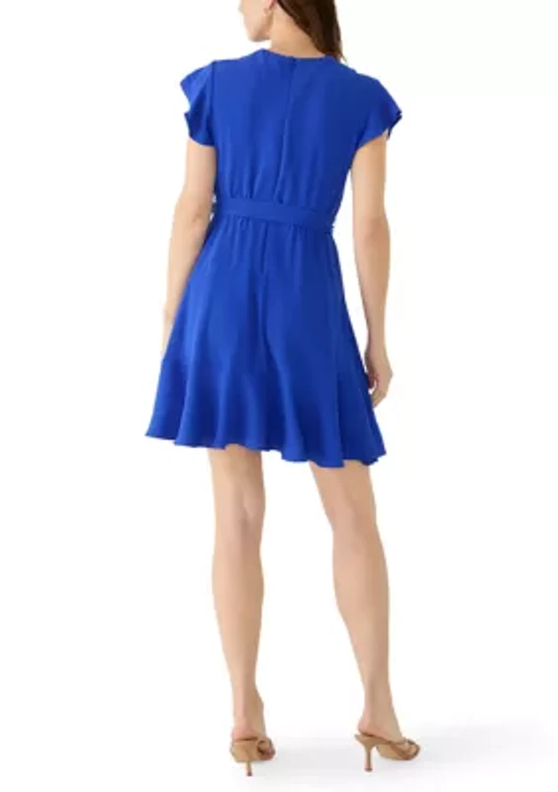 Women's Short Ruffle Sleeve A-Line Dress