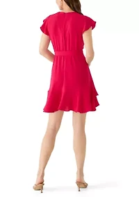 Women's Short Ruffle Sleeve A-Line Dress