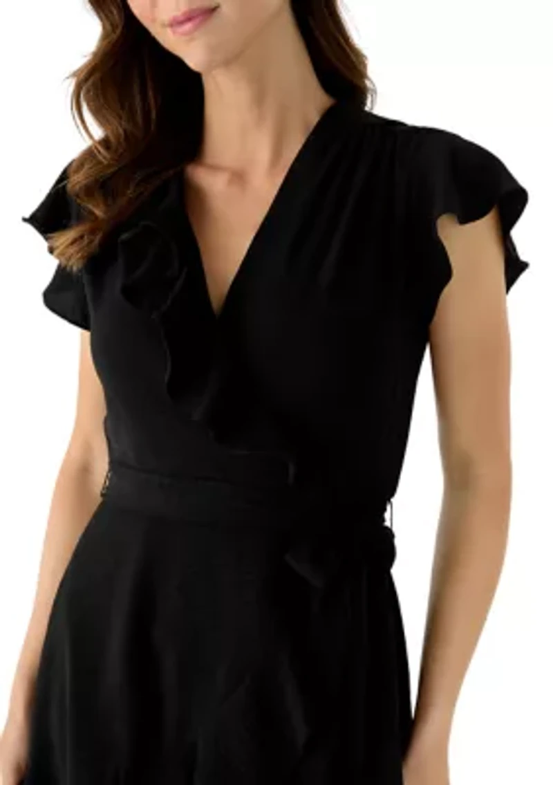 Women's Short Ruffle Sleeve A-Line Dress