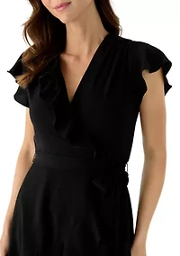 Women's Short Ruffle Sleeve A-Line Dress