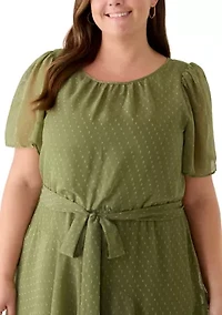 Plus Short Sleeve Ruffle Tiered Midi Dress