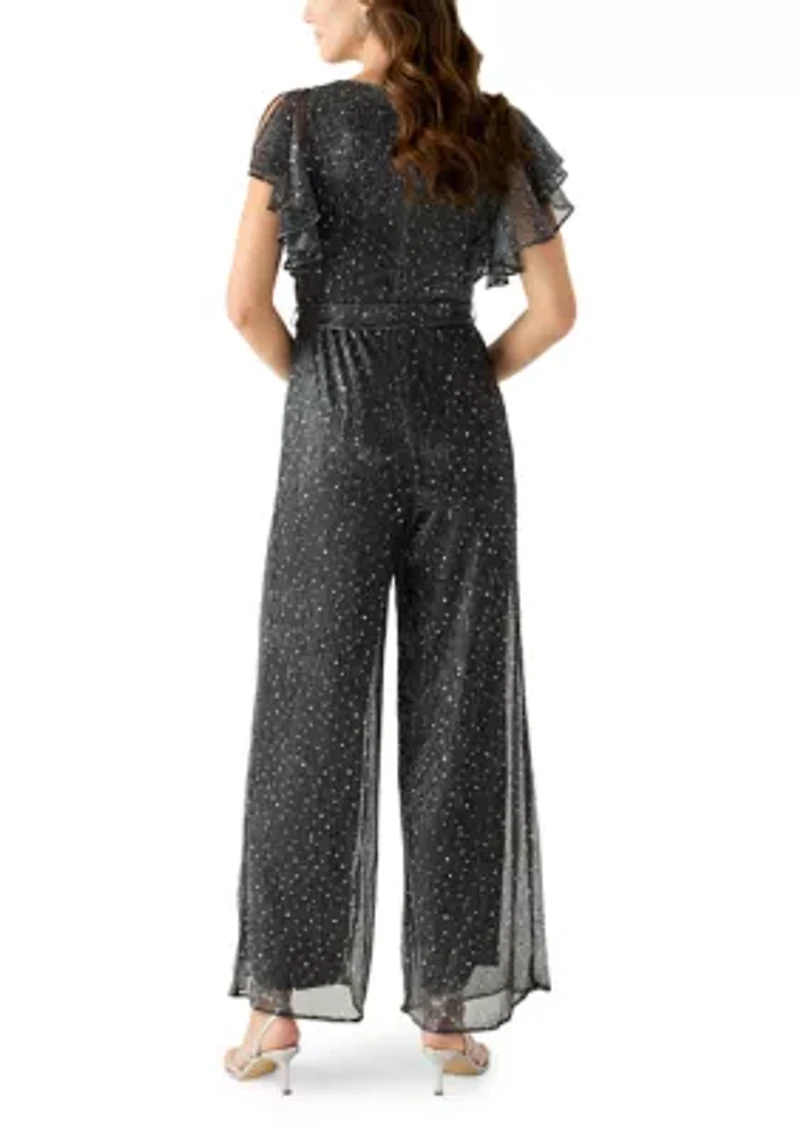 Women's Crew Neck Solid Chiffon Jumpsuit