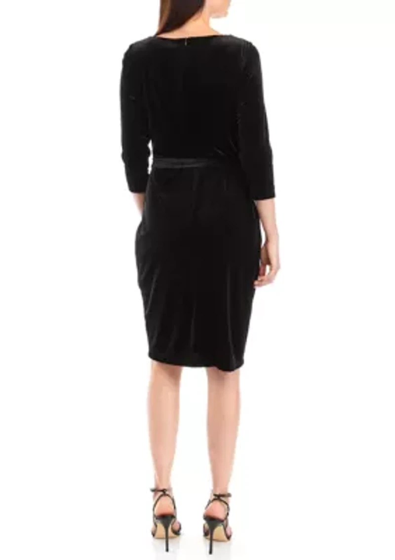 Women's Cowl Neck Velvet Dress