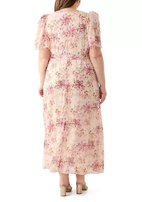 Plus Flutter Sleeve Maxi Dress