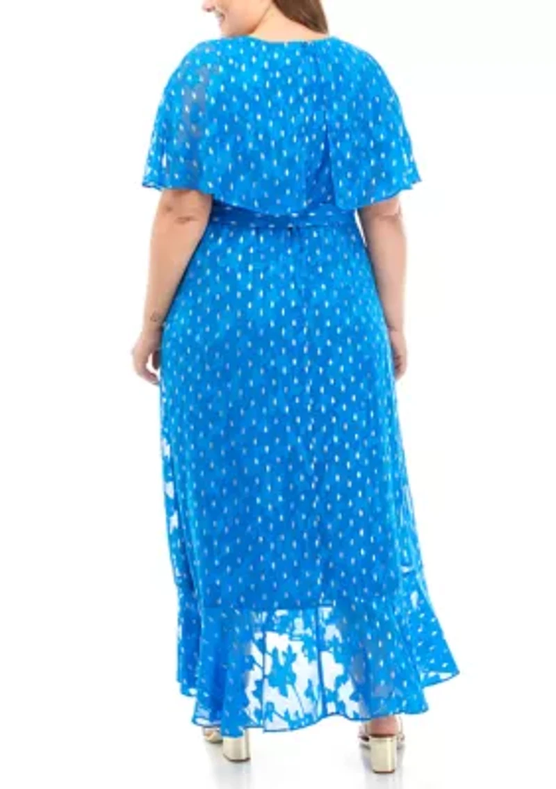 Plus Dot Print Chiffon Maxi Dress
