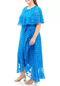 Plus Dot Print Chiffon Maxi Dress