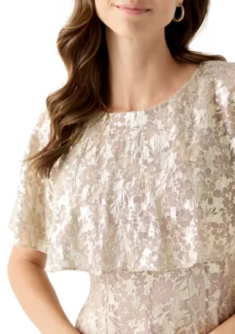 Women's Metallic Boat Neck Dress