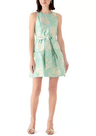 Women's Sleeveless Floral Jacquard Mini Dress