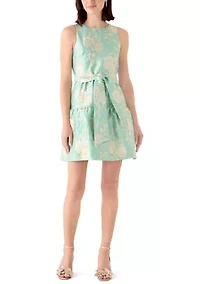 Women's Sleeveless Floral Jacquard Mini Dress