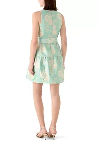 Women's Sleeveless Floral Jacquard Mini Dress