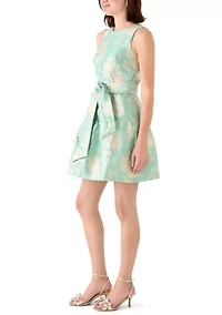 Women's Sleeveless Floral Jacquard Mini Dress