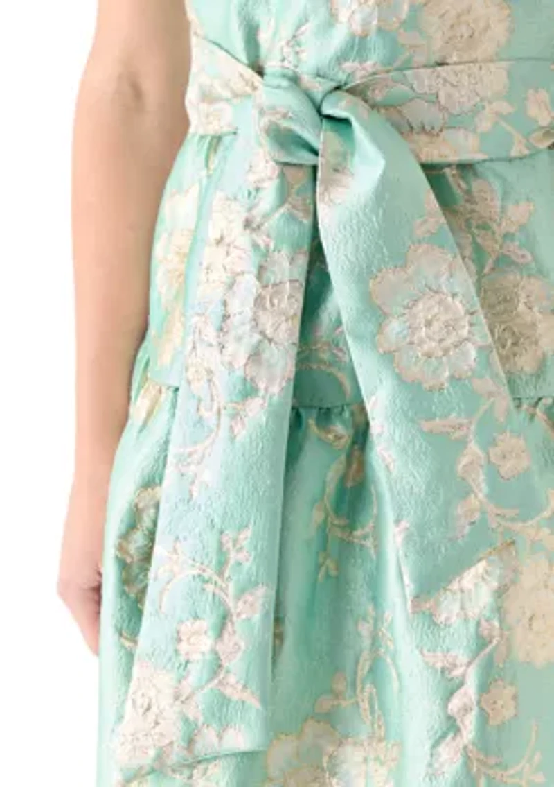 Women's Sleeveless Floral Jacquard Mini Dress