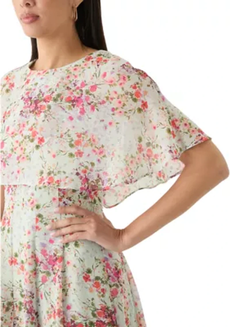 Women's Crew Neck Floral Print Dress