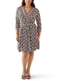 Plus Long Sleeve Wrap Dress