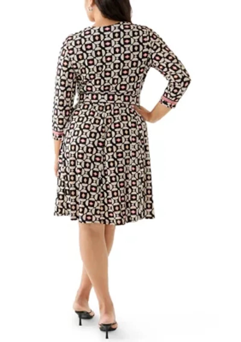 Plus Long Sleeve Wrap Dress