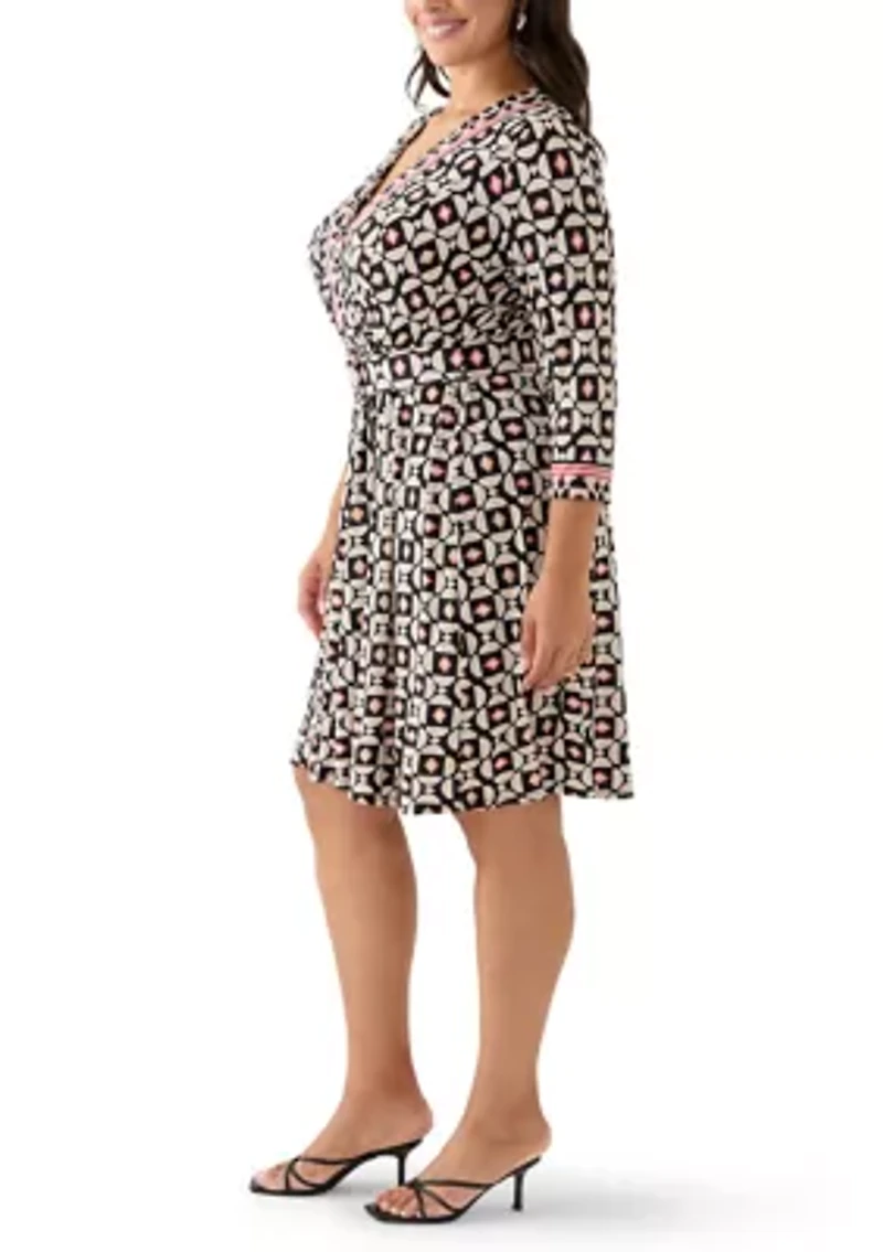 Plus Long Sleeve Wrap Dress